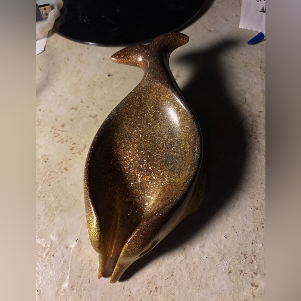Handmade Dolphin resin soap dish-gold